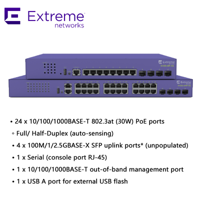 24P এক্সট্রিম নেটওয়ার্ক X435 AVB সুইচ X435 4S 68Gbps 50.6Mpps নতুন এবং মূল