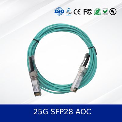 25G SFP28 AOC 3m অ্যাক্টিভ অপটিক্যাল কেবল 100m পৌঁছায়, কম শক্তি, ডিজিটাল ডায়াগনস্টিক্স