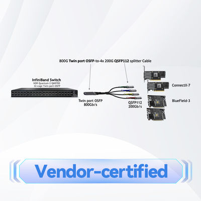 MMA4Z00-NS400 400Gb/S mellanox অপটিক্যাল ট্রান্সিভার একক পোর্ট OSFP 400Gb/S মাল্টিমোড SR4 50m