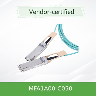 QSFP LSZH Mellanox AOC অ্যাক্টিভ অপটিক্যাল ক্যাবল MFA1A00-C050 100GbE 50m নতুন এবং মূল