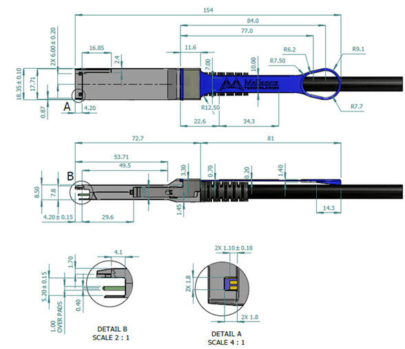 Mellanox DAC Cable IB EDR দৈর্ঘ্য 5m MCP1600-E005E26 উচ্চ গতির 100Gb/S QSFP28 নতুন এবং মূল