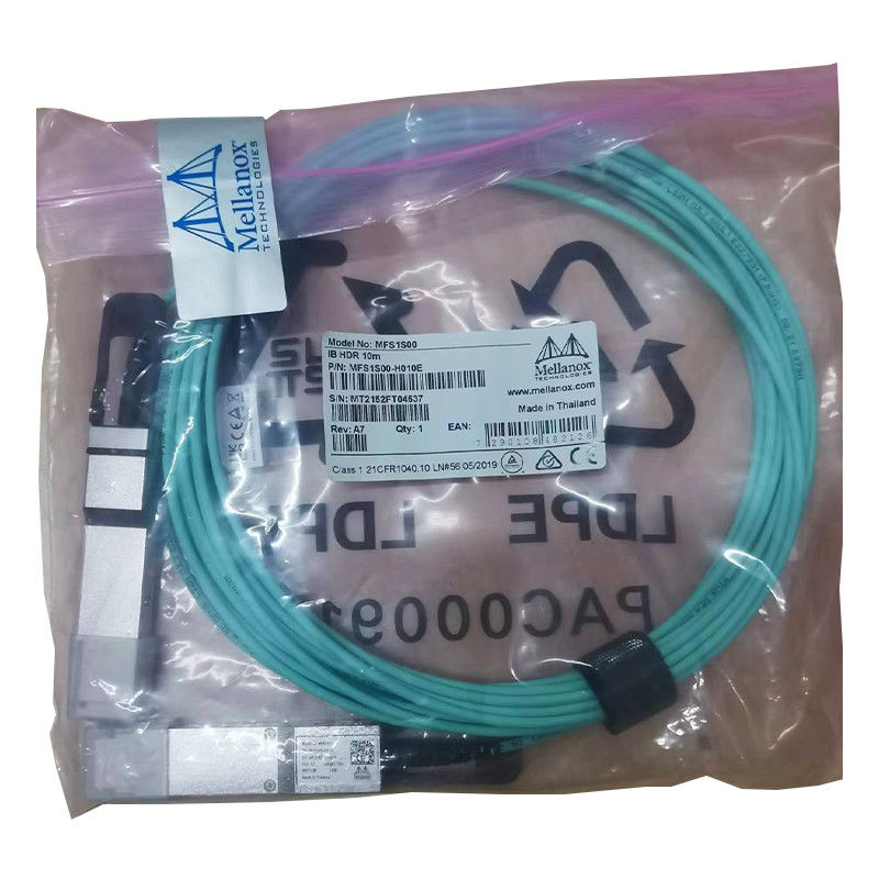 MFS1S50-H010V Aoc কেবল 200GbE থেকে 2x100GbE QSFP56 থেকে 2xQSFP56 MMF Mellanox AOC কেবল