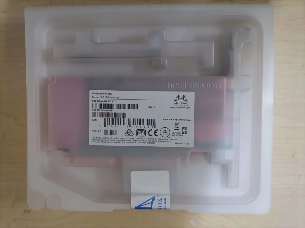 ConnectX-5 প্রাক্তন VPI অ্যাডাপ্টার Mellanox নেটওয়ার্ক কার্ড EDR InfiniBand এবং 100GbE ডুয়াল পোর্ট QSFP28 MCX556A-EDAT