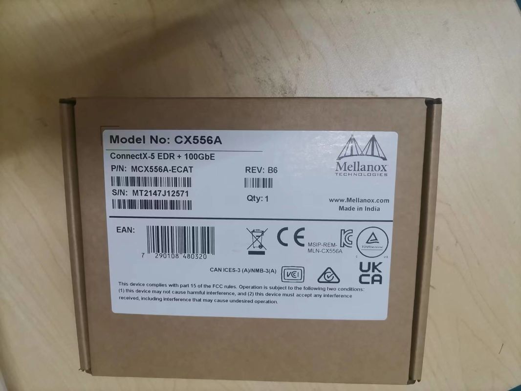 ConnectX-5 প্রাক্তন VPI অ্যাডাপ্টার Mellanox নেটওয়ার্ক কার্ড EDR InfiniBand এবং 100GbE ডুয়াল পোর্ট QSFP28 MCX556A-EDAT