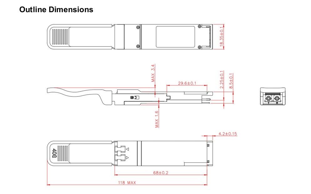 ট্রান্সমিশন দূরত্ব 10km 40Gb/s QSFP LR4 অপটিক্যাল ট্রান্সিভার 1277.5nm 10km Duplex LC for Speed Fiber Optic Equipment