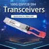 100 গ্রাম Qsfp28 Lr4 Er4 Zr4 অপটিক্যাল ট্রান্সিভার 10km 20km 40km 60km 80km মডিউল একক মোড মাল্টিমোড ডুয়াল ফাইবার LC/MPO