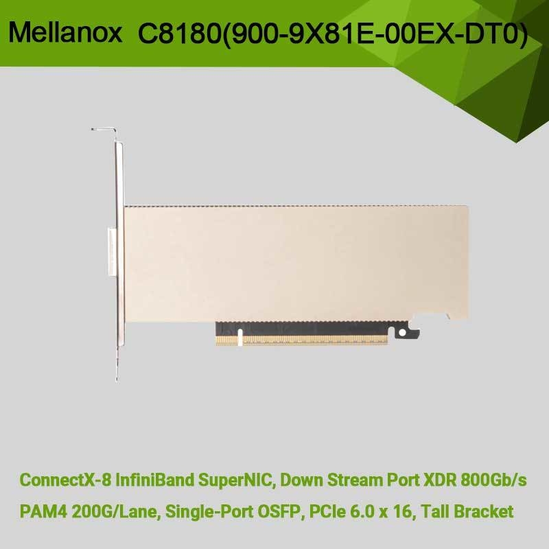 Nvidia Connectx-8 অ্যাডাপ্টার C8180 (900-9X81E-00EX-DT0) সিঙ্গেল-কেজ Osfp ইনফিনিব্যান্ড: 800gbs Xdr Ib