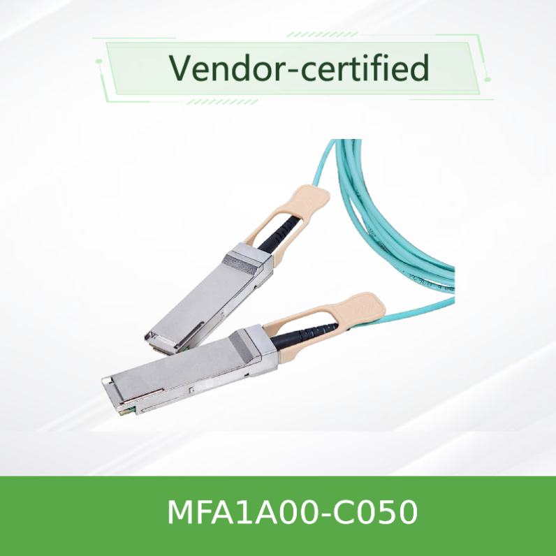 QSFP LSZH Mellanox AOC অ্যাক্টিভ অপটিক্যাল ক্যাবল MFA1A00-C050 100GbE 50m নতুন এবং মূল